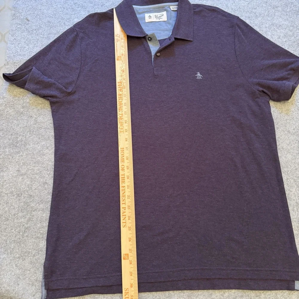 Original Penguin Men's Short Sleeve Golf Polo Embroidered Heathered Purple XL